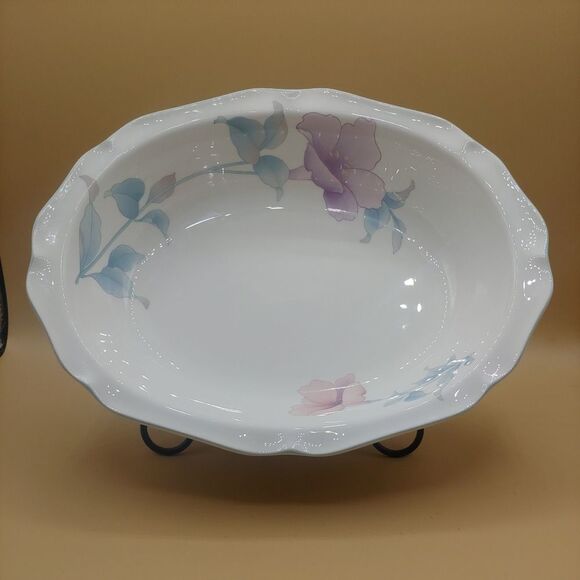 Noritake 7910 Coram 11" Oval Vegetable Bowl Gala Cuisine Pink Flowers - Picture 1 of 6